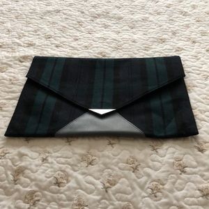 NWOT ESR Envelope purse black plaid/ grey
